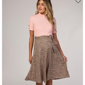 PinkBlush Maternity Colorblock Leopard Dress